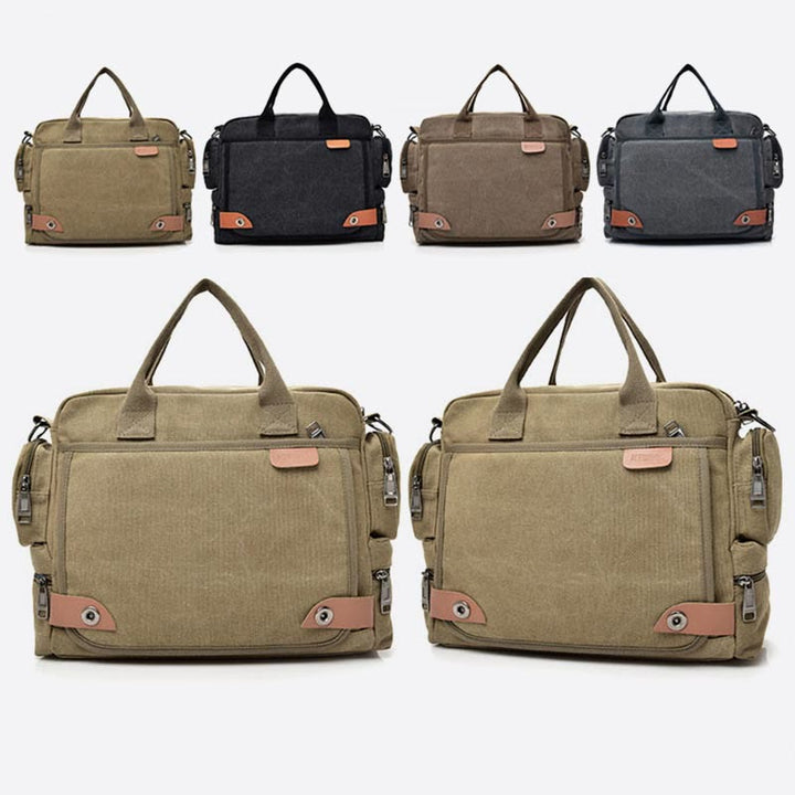 Messenger Bag für Herren, lässige Umhängetasche aus Canvas mit mehreren Taschen