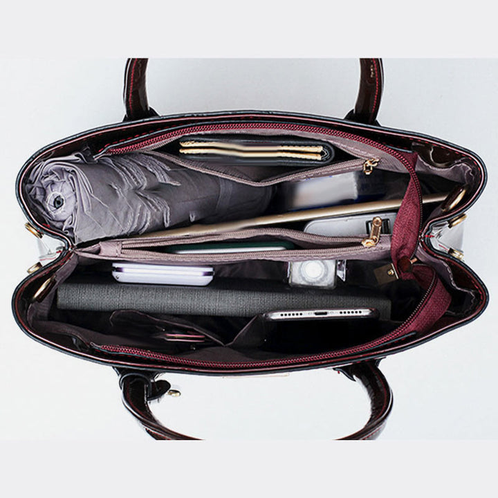 Retro Spiegel glänzend Leder Bucket Bag Damen Umhängetasche - image 2