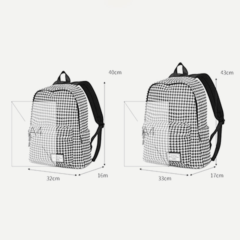 Rucksack mit Hahnentrittmuster, College-/Schulrucksack für Damen, Reise-Tagesrucksack, passend für 15,6 Zoll Laptop