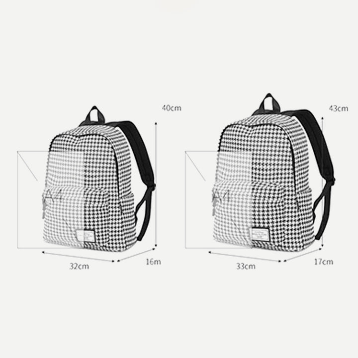 Rucksack mit Hahnentrittmuster, College-/Schulrucksack für Damen, Reise-Tagesrucksack, passend für 15,6 Zoll Laptop