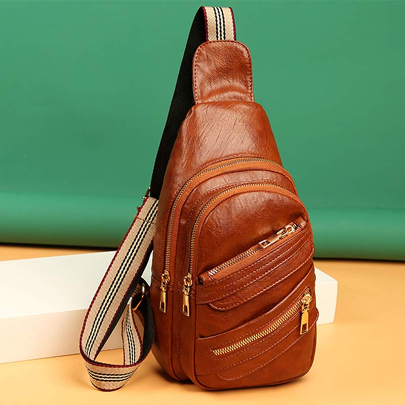 Sling Crossbody Rucksack Weiche Leder Schultertasche mit verstellbarem Riemen