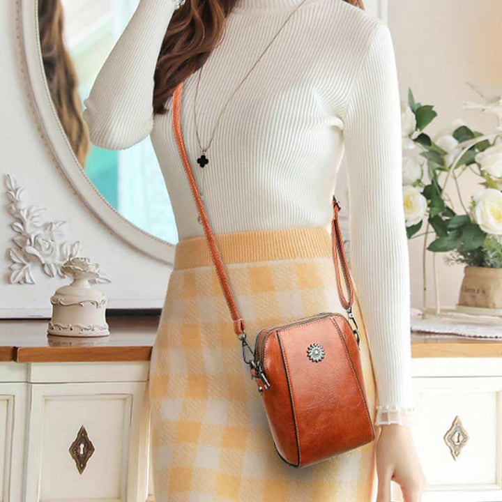 Weiche Leder-Telefontasche für Damen Crossbody Mini Bag