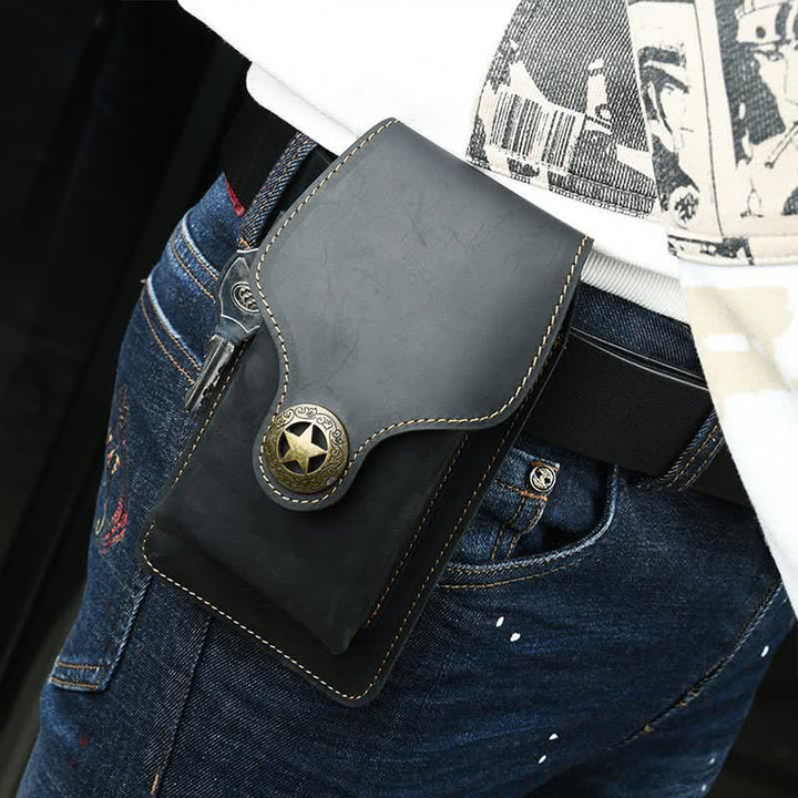 Echtes Leder Telefon Holster für Männer EDC Telefon Gürtel Pack Tasche