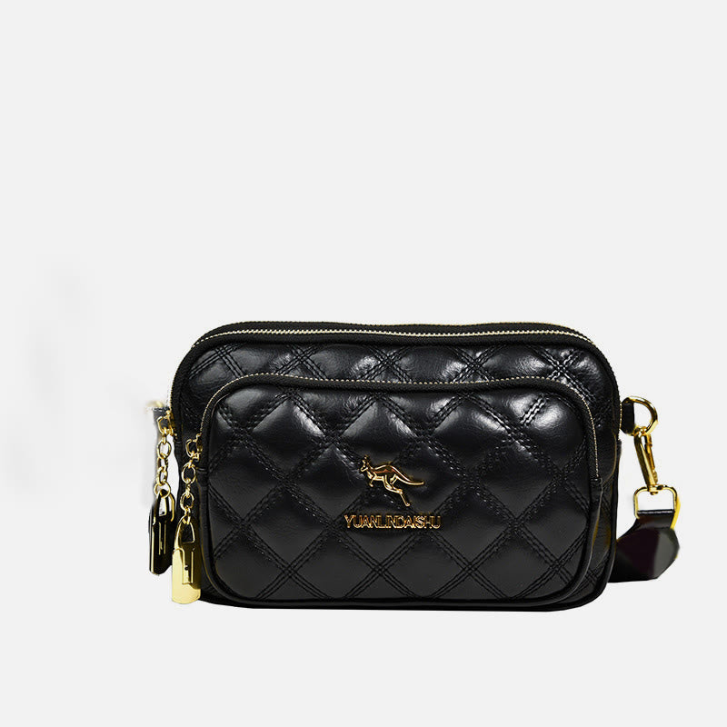 Umhängetasche für Damen, Freizeit, dreilagige Handytasche aus Leder