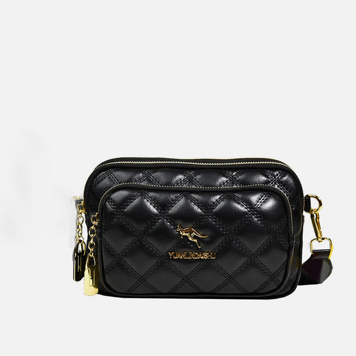 Umhängetasche für Damen, Freizeit, dreilagige Handytasche aus Leder