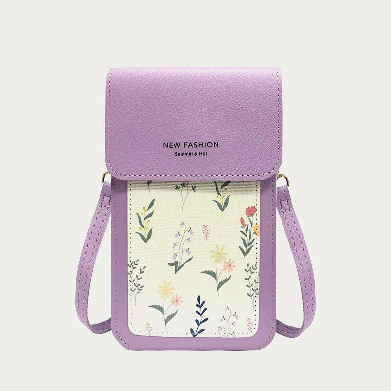 Handytasche für Damen, transparente, berührbare Umhängetasche mit Mini-Aufdruck