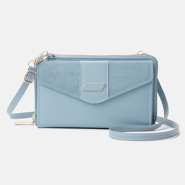 Handytasche für Damen, PU-Leder, Umhängetasche mit mehreren Fächern und Reißverschluss