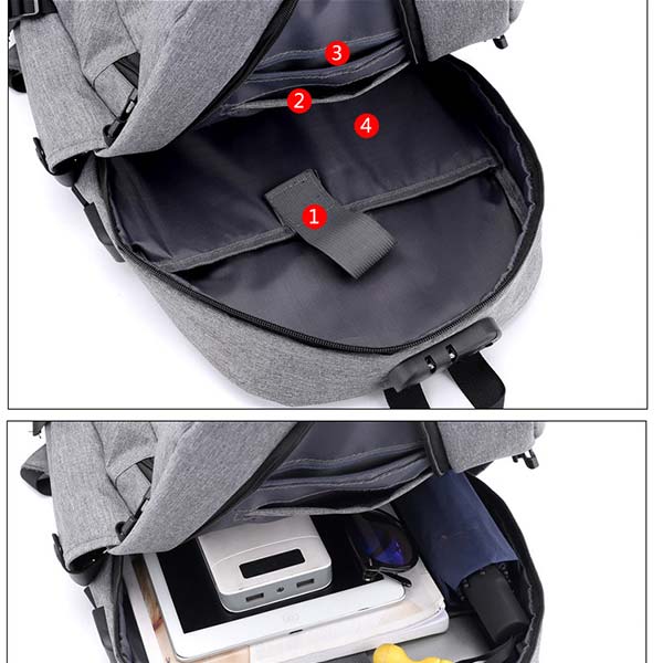Diebstahlsicherer Reise-Business-Rucksack mit Schloss und USB-Ladeanschluss