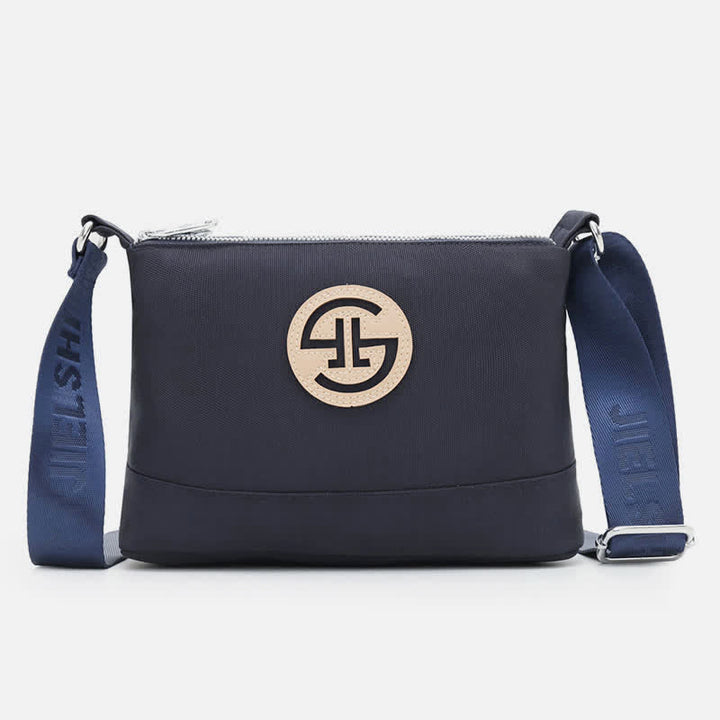 Kleine Umhängetasche mit dreifachem Reißverschluss, leichte, wasserdichte Nylon-Handtasche für Damen