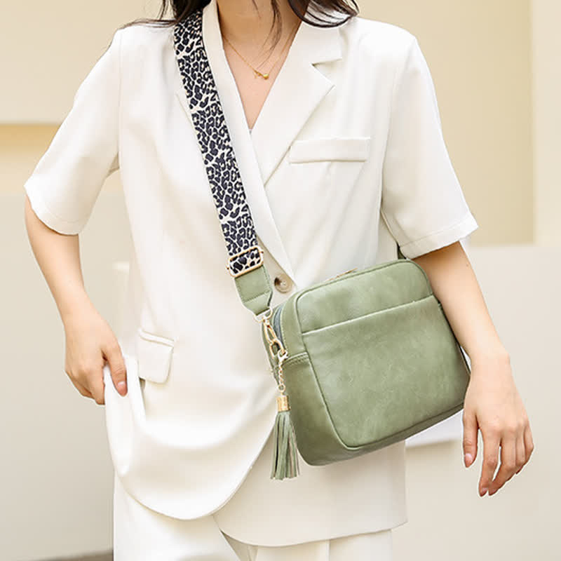 Umhängetasche für Damen, Retro-Tasche mit Quaste, PU-Leder