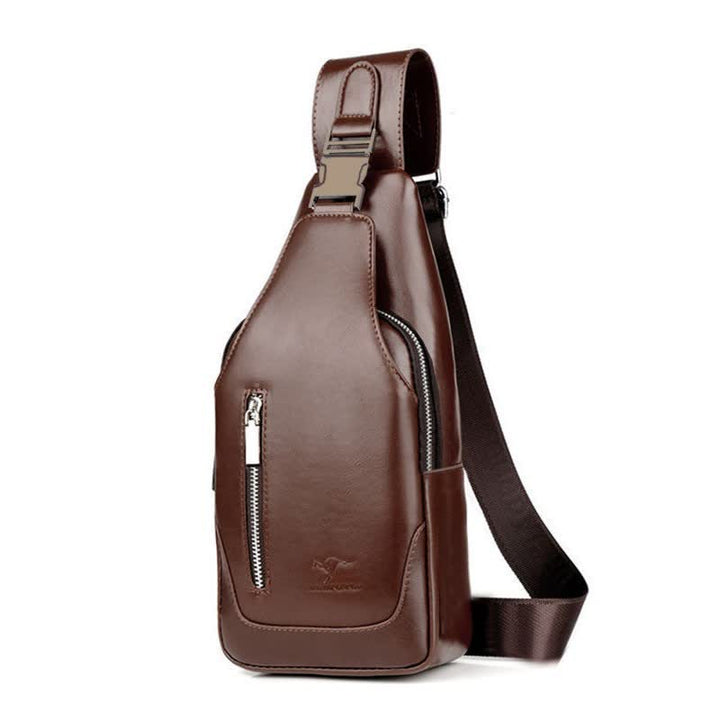 Diebstahlsichere Vintage-Schultertasche für Herren mit USB-Ladeanschluss