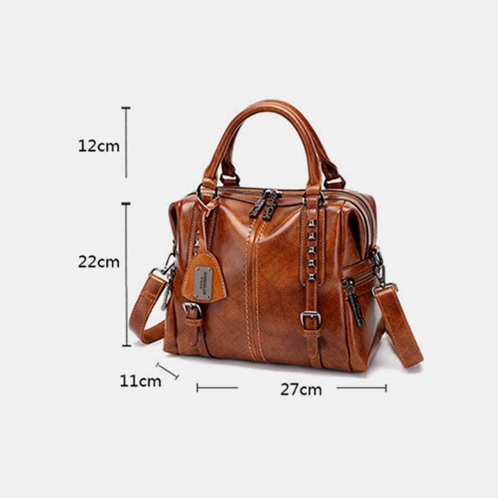 Retro Öl Wachs Leder Nieten Handtasche Tote Satchel Umhängetasche