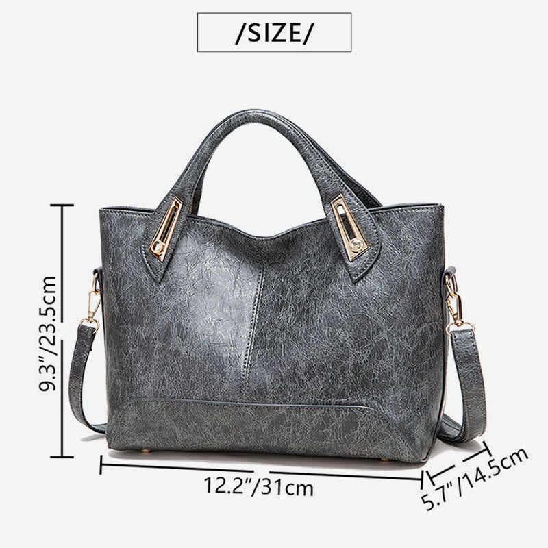 Vintage Tote für Damen Wachs Echtleder Umhängetasche
