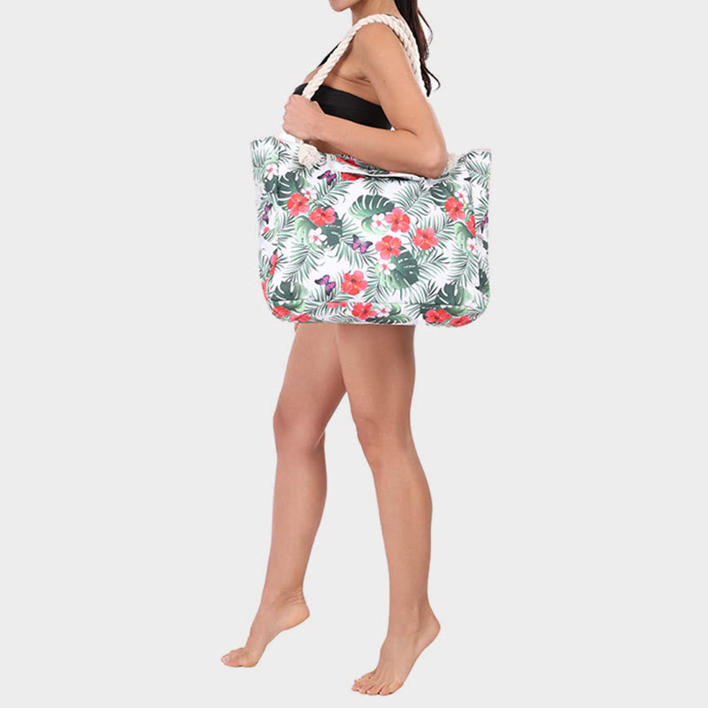 Sommer-Strandtasche für Damen, bedruckte Canvas-Handtasche mit großer Kapazität