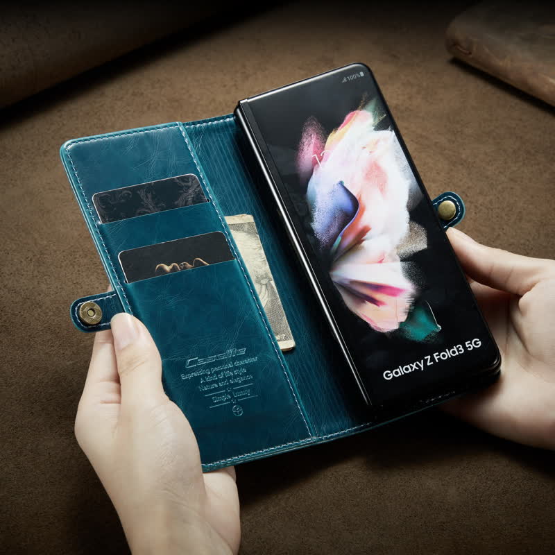 Folio Flip Handyhülle PU Leder Brieftasche für Samsung Galaxy Z Fold 4 /Z Fold 3 / Z Fold 5