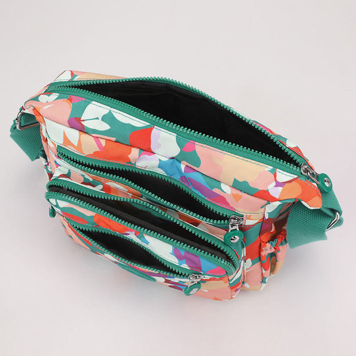 Umhängetasche aus Nylon für Damen, bedruckt, mehrfarbig, robuste Tasche