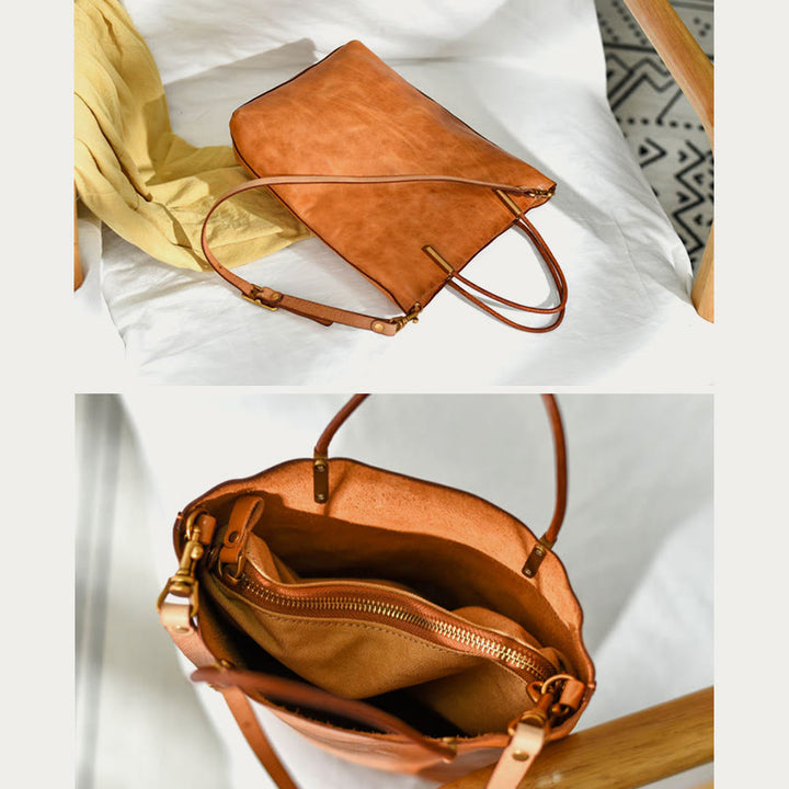 Handgemachte Umhängetasche für Frauen Retro einfache Textur Shouder Tasche