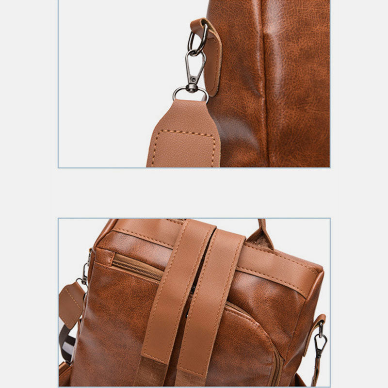 Damen Anti-Diebstahl Rucksack Geldbörsen Mehrzweck Leder Handtasche Schultertasche Reisetasche