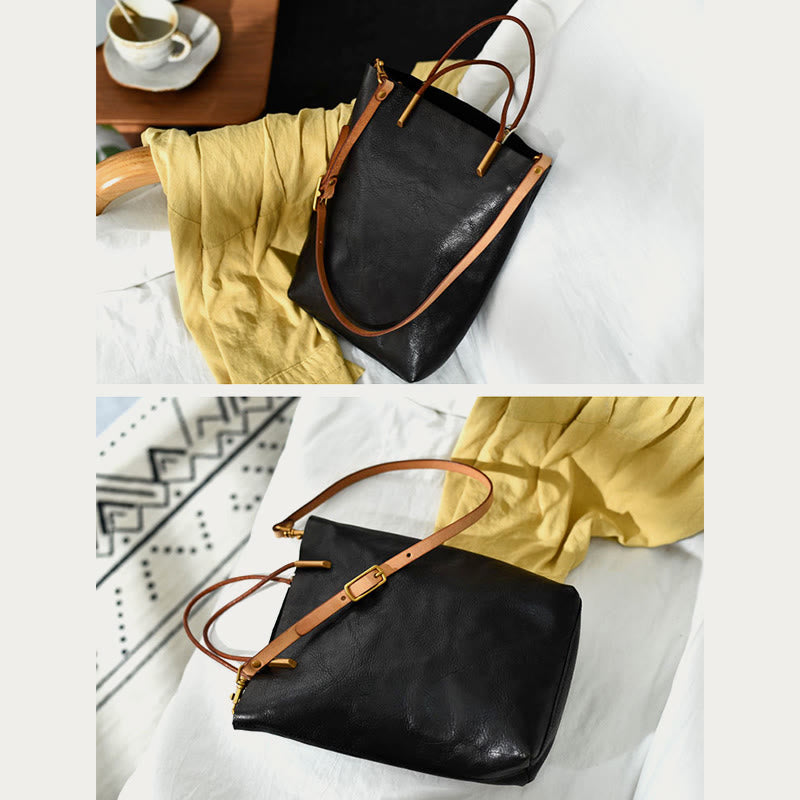 Handgemachte Umhängetasche für Frauen Retro einfache Textur Shouder Tasche