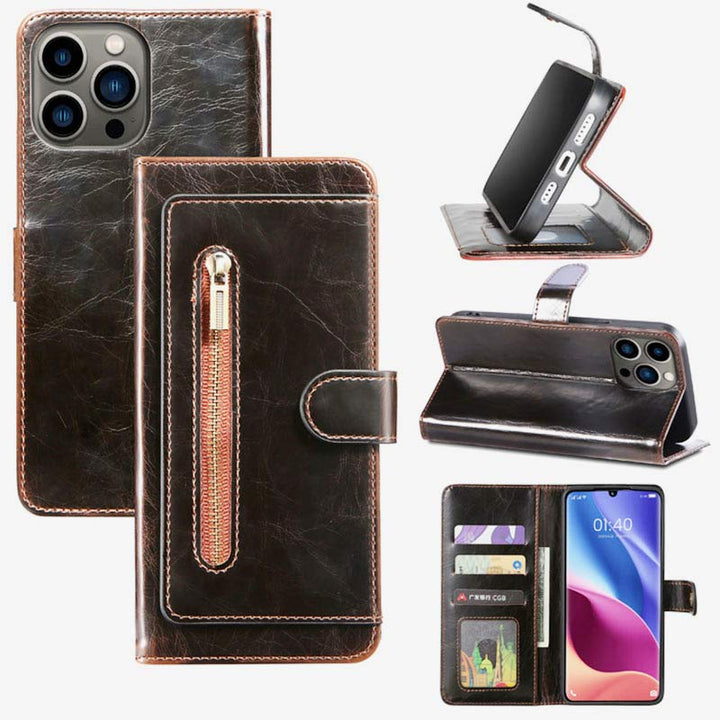 Brieftaschen-Schutzhülle für iPhone, PU-Leder, langlebige Handyhülle mit Kartenfach