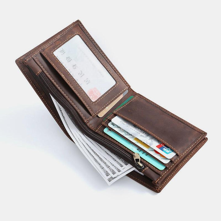 RFID Crazy Horse Leder Bifold Vintage Geldbörse