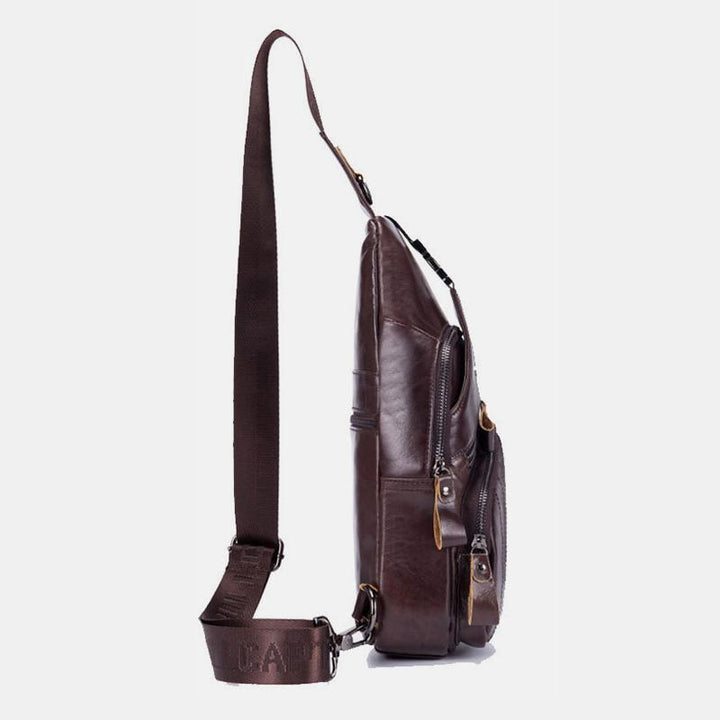 Multifunktions-Schultertasche aus echtem Leder im Vintage-Stil