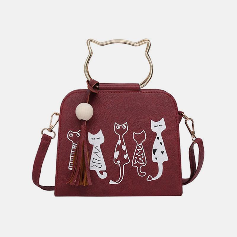 Süße Handtasche mit Katzenpfotenmotiv, Umhängetasche zum Mitnehmen