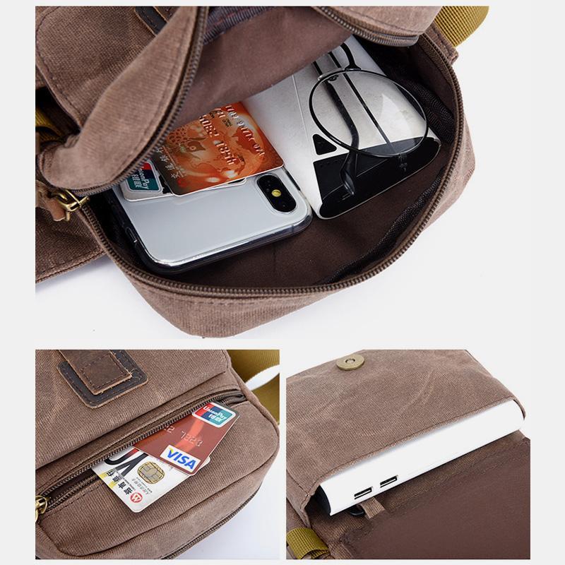 Canvas-Gürteltasche für Damen und Herren, Hüfttasche, Brusttasche mit Flaschenfach