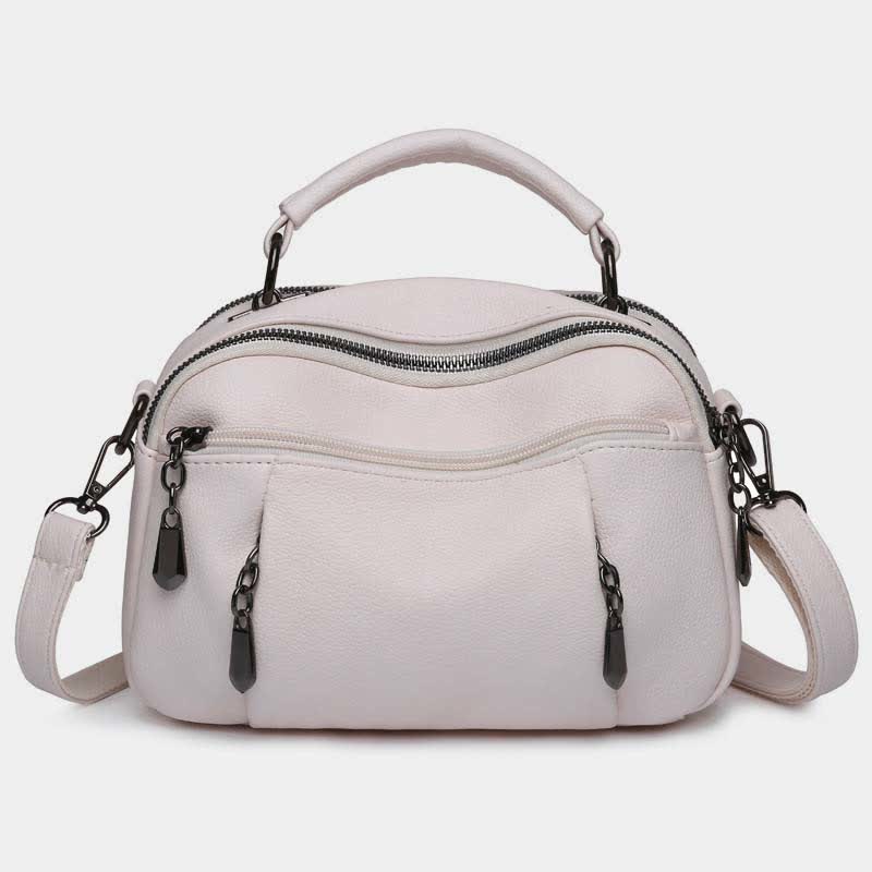 Umhängetasche aus Leder mit mehreren Taschen für Damen, kleine Umhängetasche mit Tragegriff oben