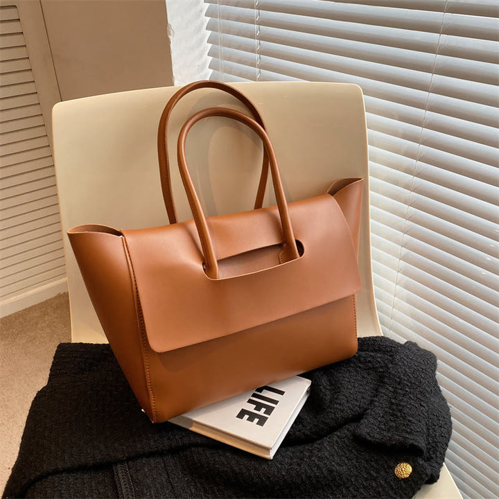 Clamshell Tote für Frauen Große minimalistische Leder Büro Pendler Geldbörse