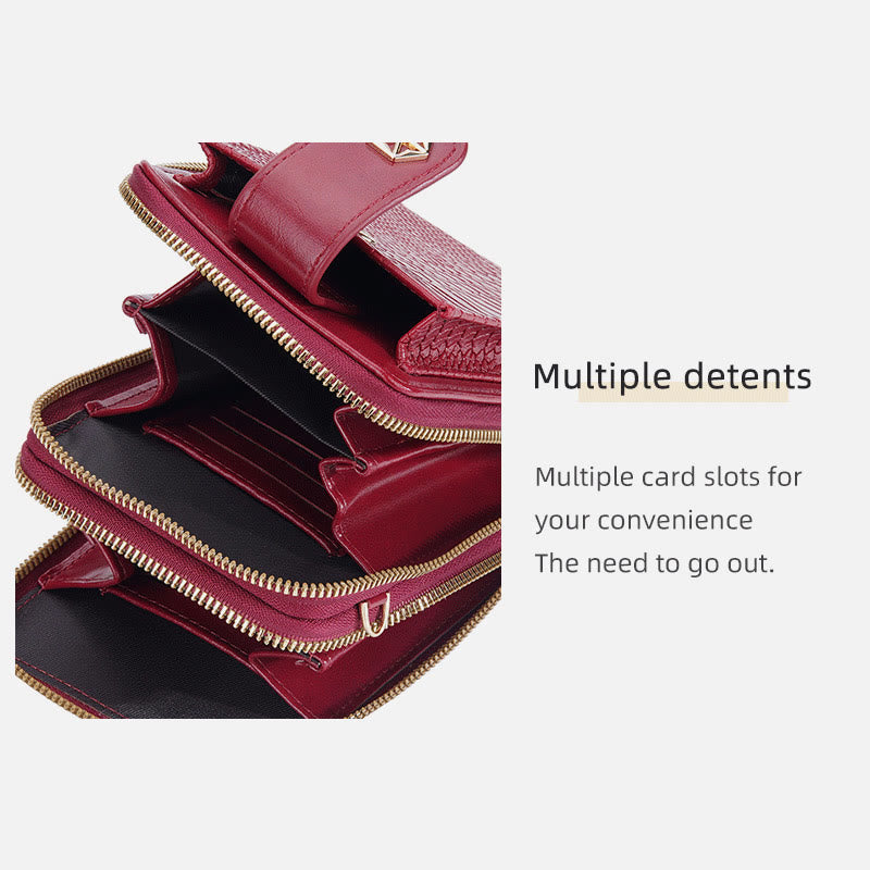 Solide Schlangenhaut-Grain-Telefontasche für Frauen Elegante Crossbody-Geldbörse