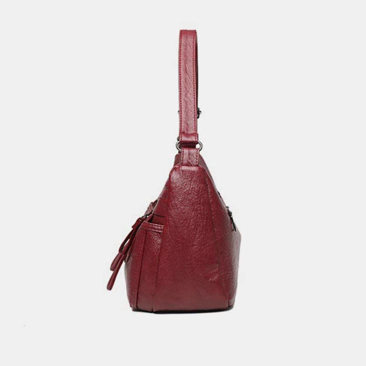 Umhängetasche für Damen, mehrere Taschen, weiches Leder, Reißverschlusstasche, Schultertasche