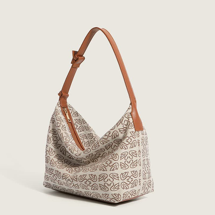 Canvas-Handtasche für Damen mit Hahnentritt-Muster, Schultertasche, Hobo-Umhängetasche