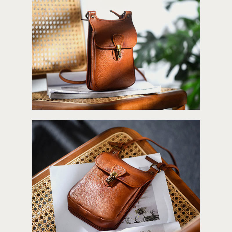 Handgemachte Umhängetasche für Frauen Mini Retro Shopping Handytasche