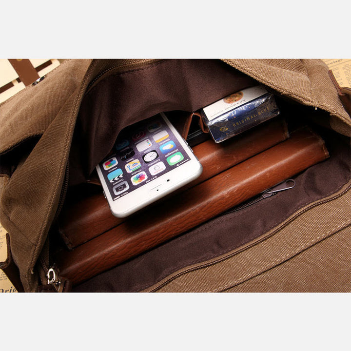 Kuriertasche für Herren, große Kapazität, lässige Schultertasche aus Segeltuch
