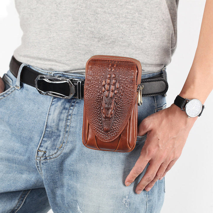 Handytasche aus Leder für Herren, langlebig, multifunktional, zum Tragen auf dem Gürtel, Hüfttasche