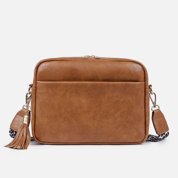Umhängetasche für Damen, Retro-Tasche mit Quaste, PU-Leder