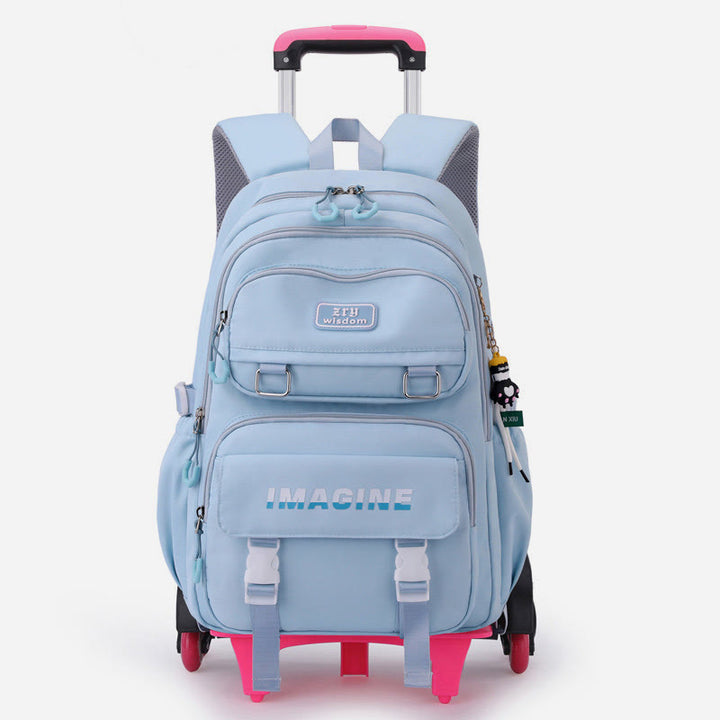 Mädchen Rollrucksack für die Schule wasserdichte Nylonräder Geldbörse