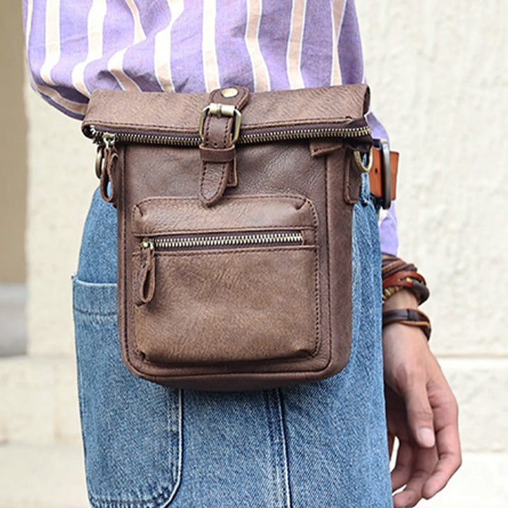 Gürteltasche für Herren, multifunktionale Gürteltasche aus Leder für Outdoor-Sportbekleidung