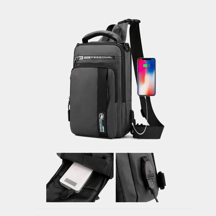 Leichte klassische Schultertasche mit mehreren Taschen und USB-Ladeanschluss für 4 Verwendungszwecke