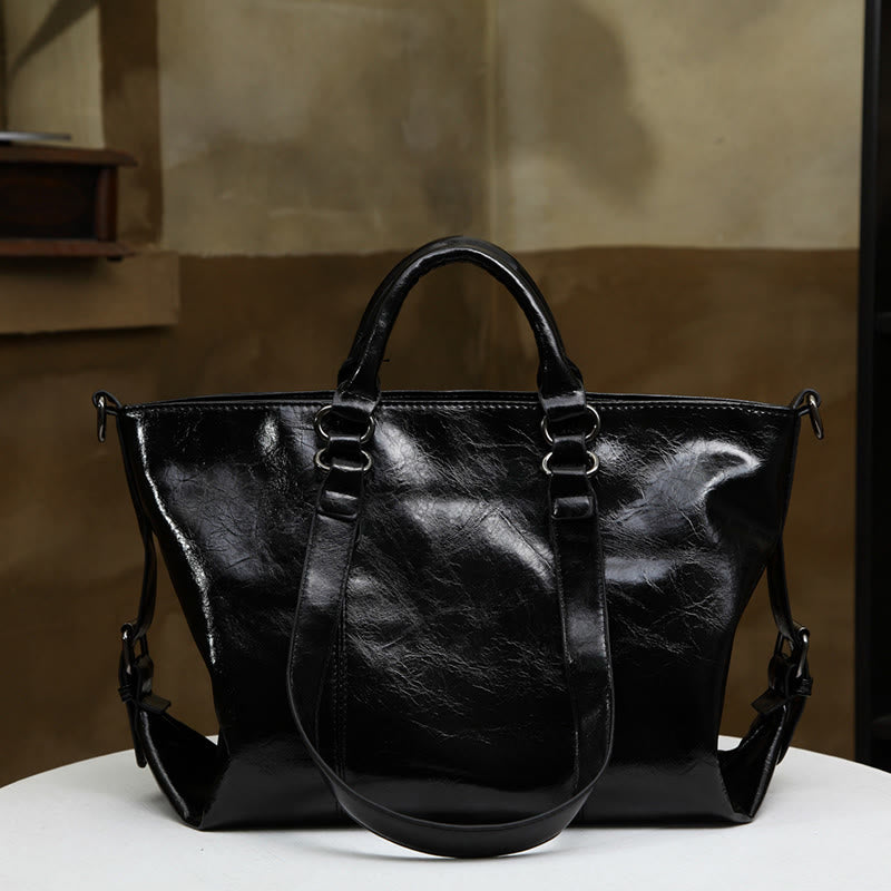 Große Reisetasche für Damen, minimalistische Handtasche aus schlichtem Leder