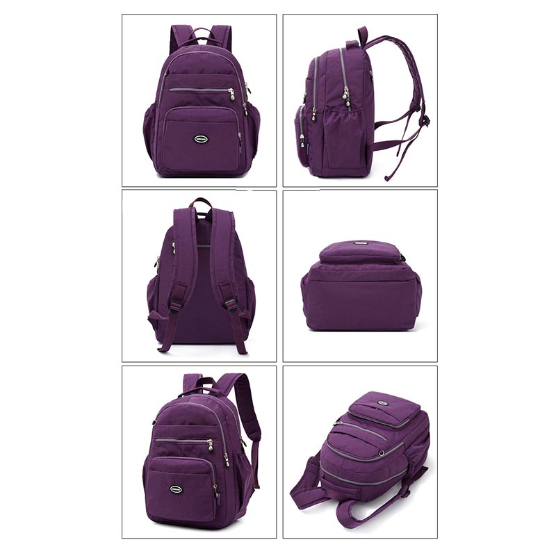 Nylon-Rucksack mit mehreren Taschen, leichter, lässiger Reise-Tagesrucksack für Damen