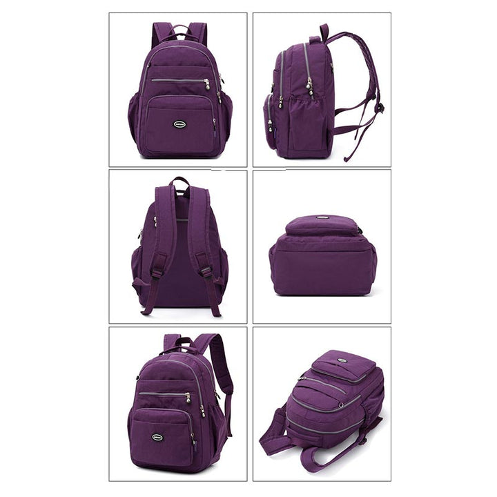 Nylon-Rucksack mit mehreren Taschen, leichter, lässiger Reise-Tagesrucksack für Damen