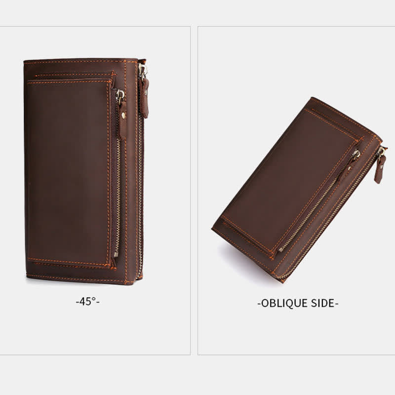 Große Kapazität Leder Männer Clutch Handtasche lange Brieftasche Handytasche