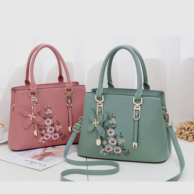 Florale vegane Ledergeldbörse für Ausflüge, elegante Umhängetasche für Damen