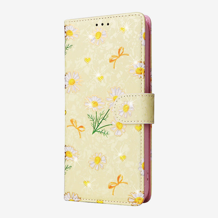 Bunte Blumen-Telefon-Kasten für Iphone Leder Clamshell Telefon Tasche