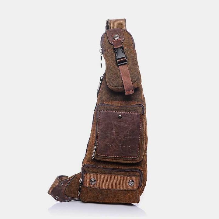 Sling Bag für Herren, schwarze Vintage-Business-Umhängetasche aus Canvas