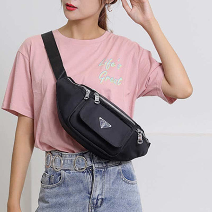 Nylon-Hüfttasche mit mehreren Taschen, leichte Brusttasche mit mehreren Tragemöglichkeiten, Hüfttasche