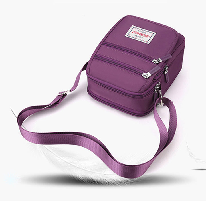 Funktionelle Damen-Geldbörse mit mehreren Taschen, einfarbiges Nylon, Umhängetasche