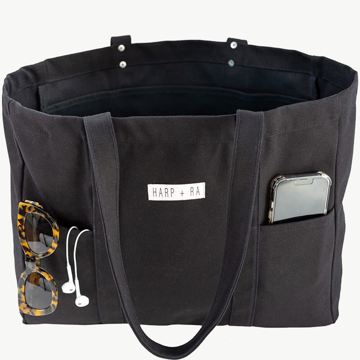 Faltbare große Canvas-Handtasche, minimalistische, praktische Umhängetasche für Damen